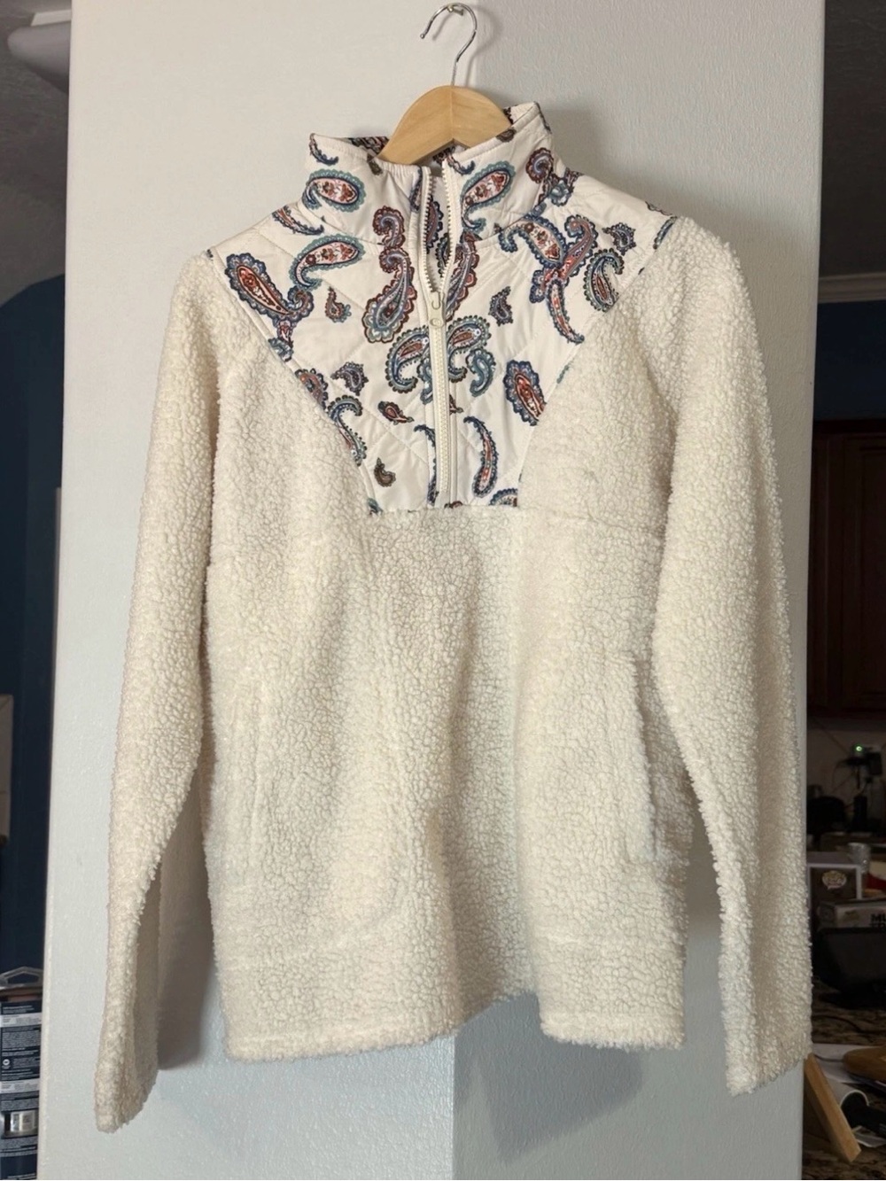 Vera Bradley Cream Pullover with Paisley Yoke XS